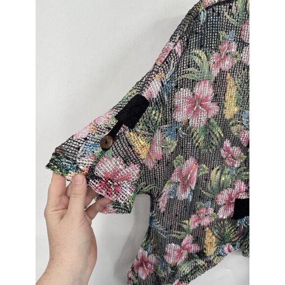 Coral Bay Petites Sheer Floral Too Women Petite Small Colorful Button Front Y2K - Picture 8 of 8